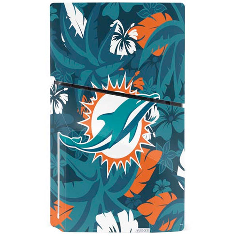 NFL Miami Dolphins Tropical Print PS5 Slim Disk Console Skin
