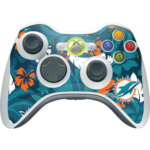 NFL Miami Dolphins Tropical Print Xbox 360 Wireless Controller Skin