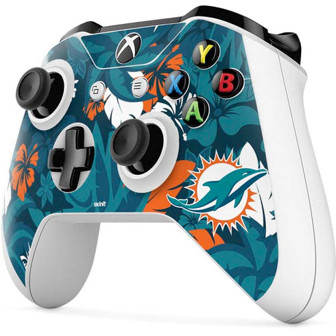 NFL Miami Dolphins Tropical Print Xbox One S All-Digital Edition Bundle Skin