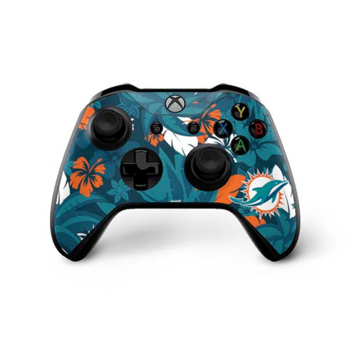 NFL Miami Dolphins Tropical Print Xbox One X Bundle Skin