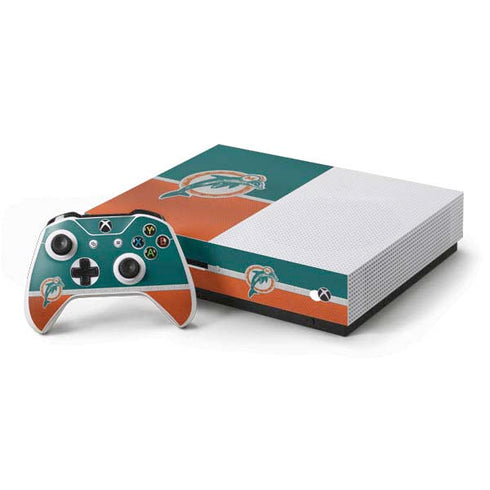 NFL Miami Dolphins Vintage Xbox One S Console and Controller Bundle Skin