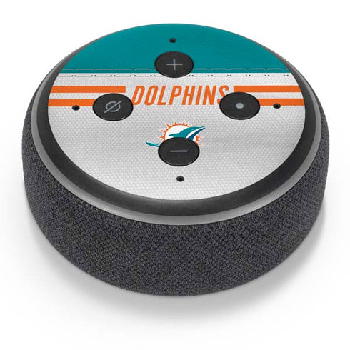 NFL Miami Dolphins White Striped Amazon Echo Dot Skin