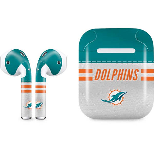 NFL Miami Dolphins White Striped Apple AirPods Skin