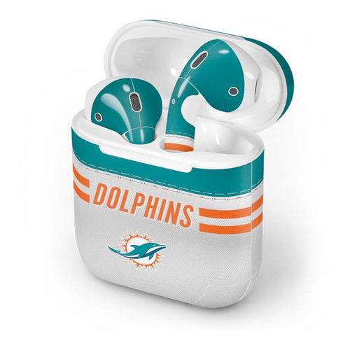 NFL Miami Dolphins White Striped Apple AirPods Skin