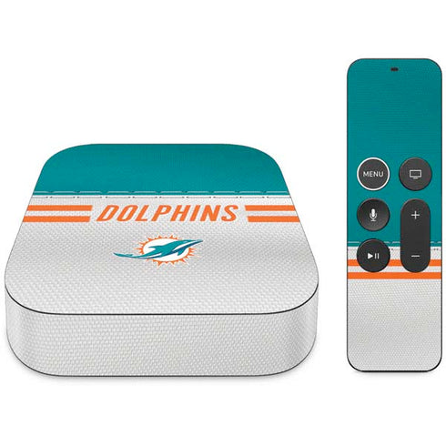 NFL Miami Dolphins White Striped Apple TV Skin