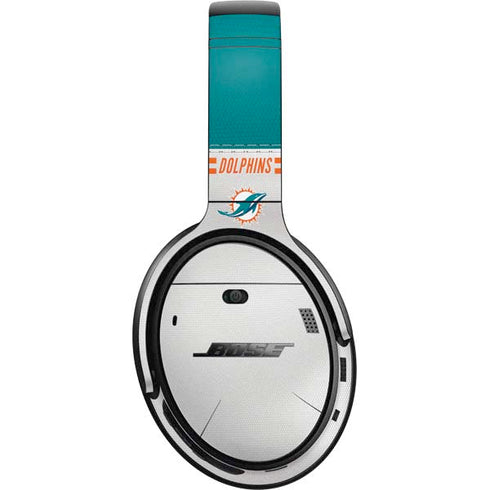 NFL Miami Dolphins White Striped Bose QuietComfort 35 Headphones Skin