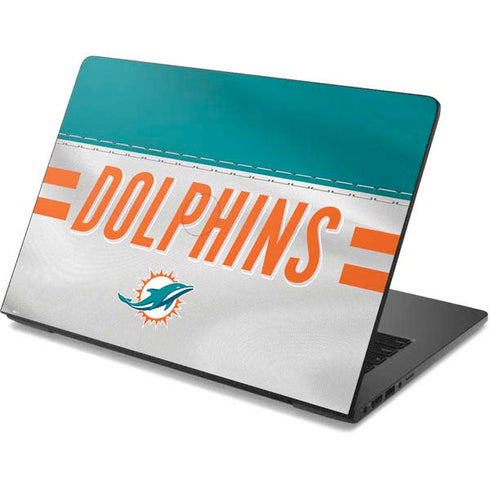 NFL Miami Dolphins White Striped Dell Chromebook Skin