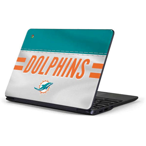 NFL Miami Dolphins White Striped Samsung Chromebook Skin