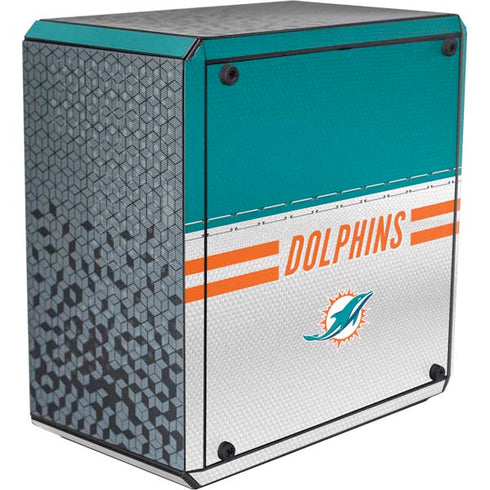 NFL Miami Dolphins White Striped Cooler Master MasterBox Q300L Mini Tower Skin