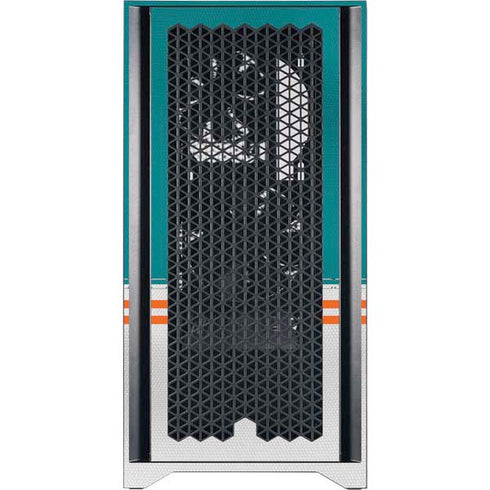 NFL Miami Dolphins White Striped Corsair 4000D Tempered Glass Mid-Tower ATX Case Skin