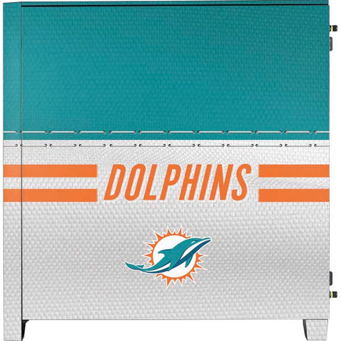 NFL Miami Dolphins White Striped Corsair 4000D Tempered Glass Mid-Tower ATX Case Skin