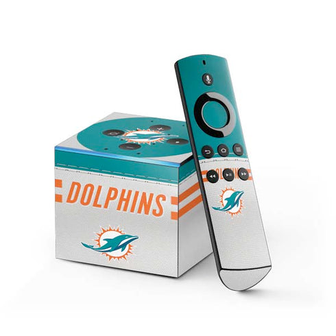NFL Miami Dolphins White Striped Fire TV Cube Skin