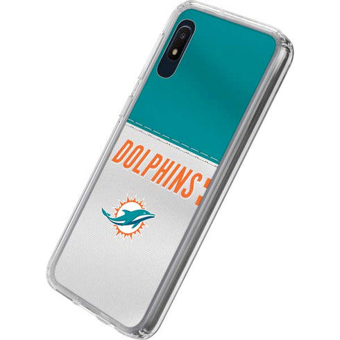 NFL Miami Dolphins White Striped Galaxy A10e Clear Case