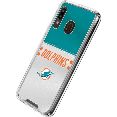 NFL Miami Dolphins White Striped Galaxy A30 Clear Case