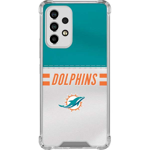 NFL Miami Dolphins White Striped Galaxy A33 5G Clear Case