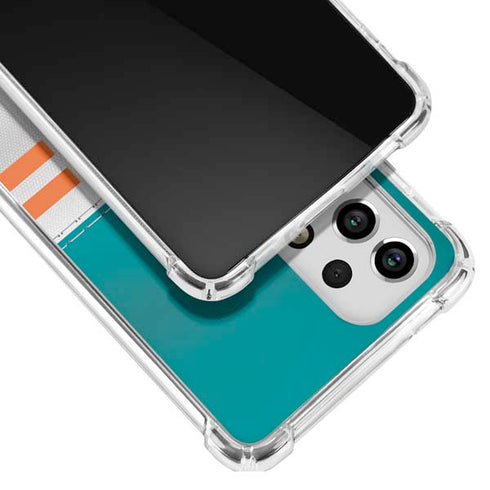 NFL Miami Dolphins White Striped Galaxy A33 5G Clear Case