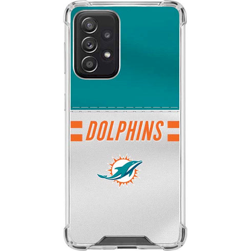 NFL Miami Dolphins White Striped Galaxy A52 5G Clear Case