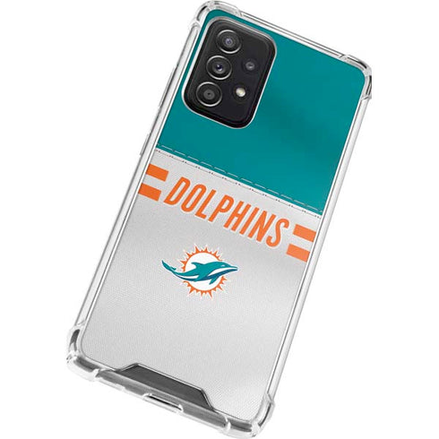 NFL Miami Dolphins White Striped Galaxy A52 5G Clear Case