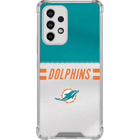 NFL Miami Dolphins White Striped Galaxy A53 5G Clear Case