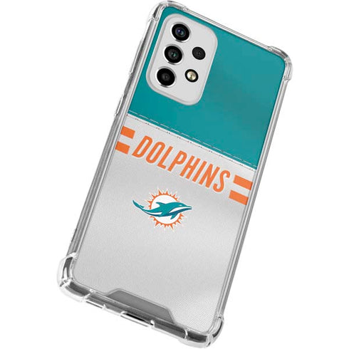 NFL Miami Dolphins White Striped Galaxy A53 5G Clear Case