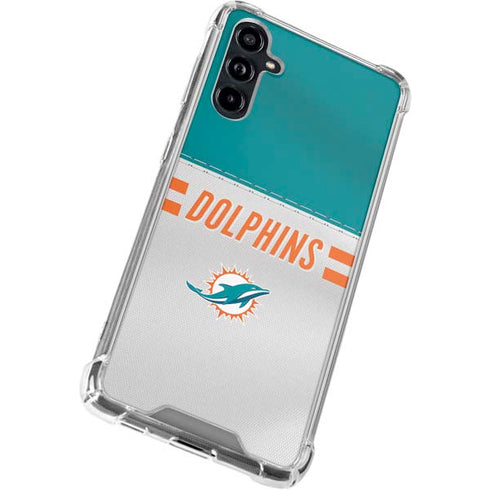 NFL Miami Dolphins White Striped Galaxy A54 5G Clear Case