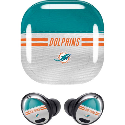 NFL Miami Dolphins White Striped Galaxy Buds Pro Skin