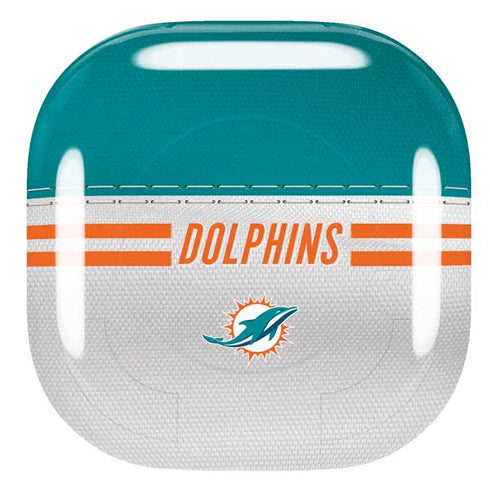 NFL Miami Dolphins White Striped Galaxy Buds Pro Skin