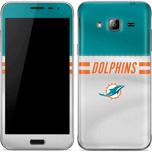 NFL Miami Dolphins White Striped Galaxy J3 Skin