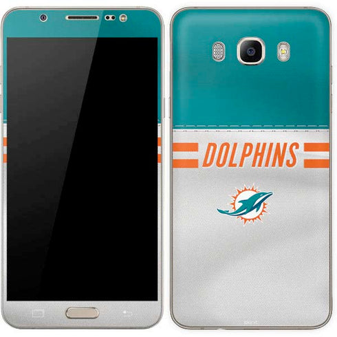 NFL Miami Dolphins White Striped Galaxy J7 Skin