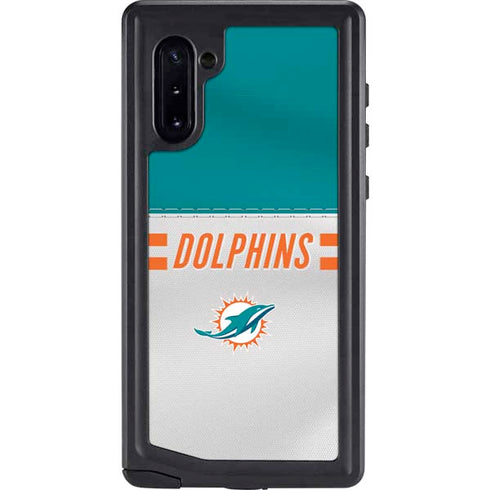 NFL Miami Dolphins White Striped Galaxy Note 10 Waterproof Case