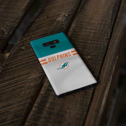 NFL Miami Dolphins White Striped Galaxy Note 9 Skin