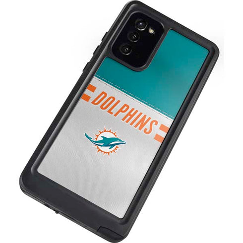 NFL Miami Dolphins White Striped Galaxy Note20 5G Waterproof Case