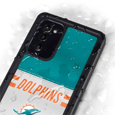 NFL Miami Dolphins White Striped Galaxy Note20 5G Waterproof Case
