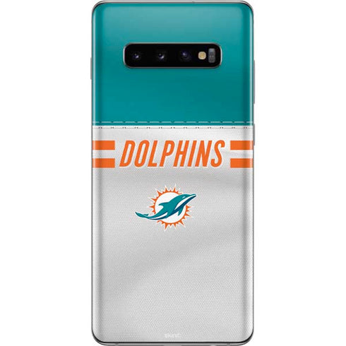NFL Miami Dolphins White Striped Galaxy S10 Plus Skin