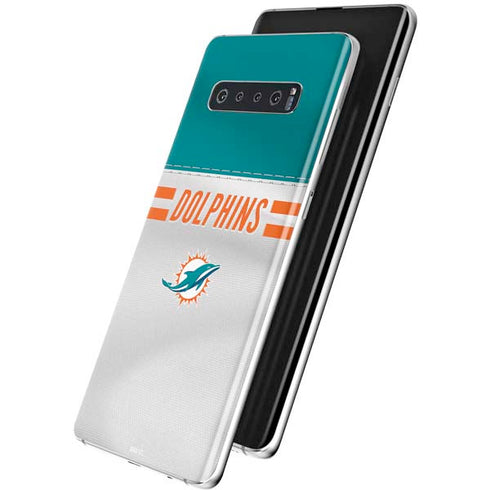 NFL Miami Dolphins White Striped Galaxy S10 Skin