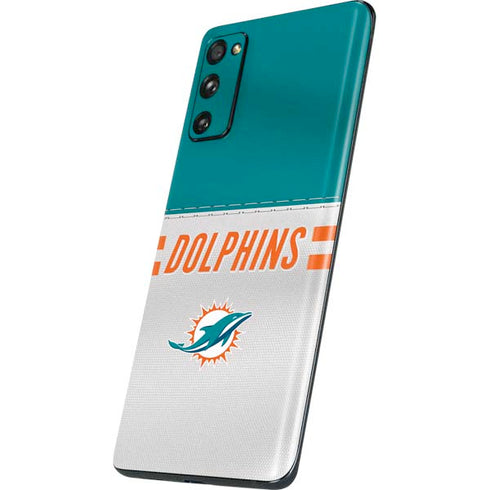NFL Miami Dolphins White Striped Galaxy S20 Fan Edition Skin