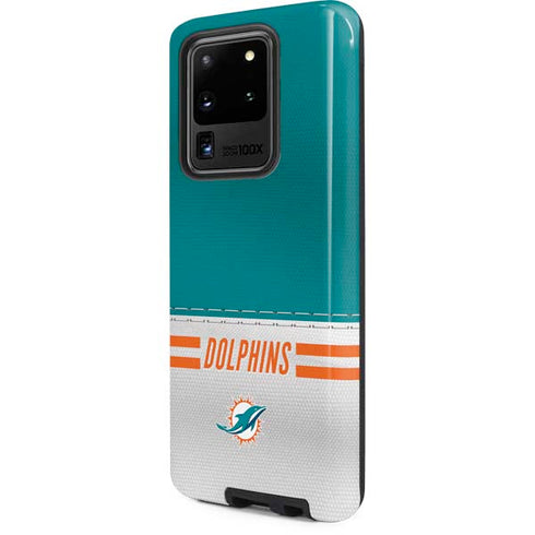 NFL Miami Dolphins White Striped Galaxy S20 Ultra 5G Pro Case