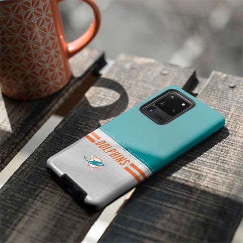 NFL Miami Dolphins White Striped Galaxy S20 Ultra 5G Pro Case