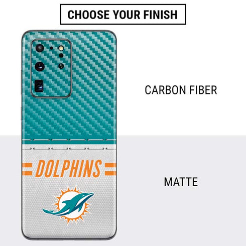 NFL Miami Dolphins White Striped Galaxy S20 Ultra 5G Skin