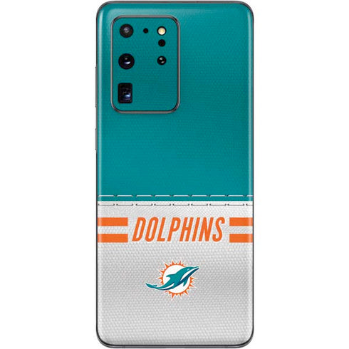 NFL Miami Dolphins White Striped Galaxy S20 Ultra 5G Skin