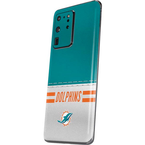 NFL Miami Dolphins White Striped Galaxy S20 Ultra 5G Skin