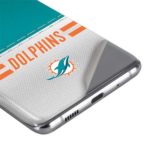 NFL Miami Dolphins White Striped Galaxy S20 Ultra 5G Skin