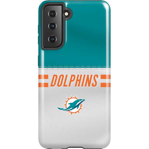 NFL Miami Dolphins White Striped Galaxy S21 5G Pro Case