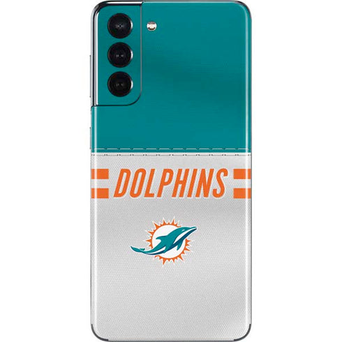 NFL Miami Dolphins White Striped Galaxy S21 5G Skin