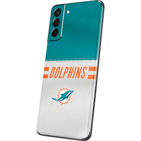 NFL Miami Dolphins White Striped Galaxy S21 5G Skin