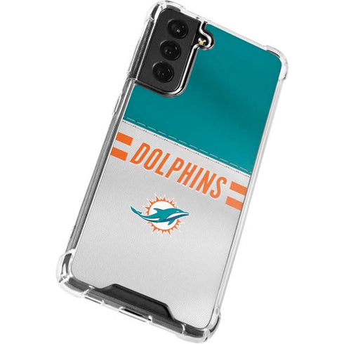 NFL Miami Dolphins White Striped Galaxy S21 FE Clear Case