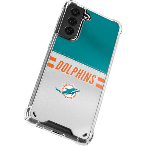NFL Miami Dolphins White Striped Galaxy S21 Plus 5G Clear Case