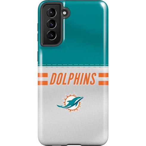 NFL Miami Dolphins White Striped Galaxy S21 Plus 5G Pro Case
