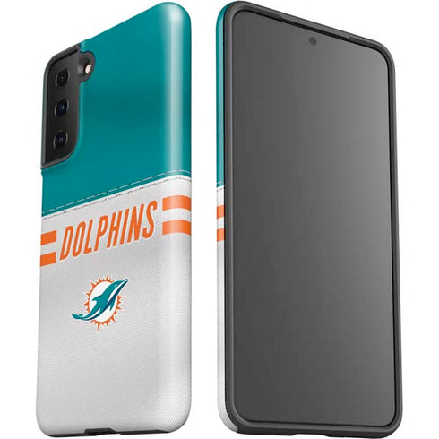 NFL Miami Dolphins White Striped Galaxy S21 Plus 5G Pro Case