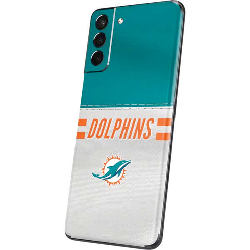 NFL Miami Dolphins White Striped Galaxy S21 Plus 5G Skin